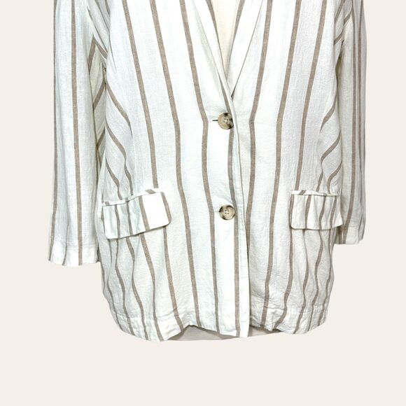 Rails Women's Flynn Mojave Linen Blend Stripe Cream Brown Blazer/Jacket Size XL - Picture 7 of 10